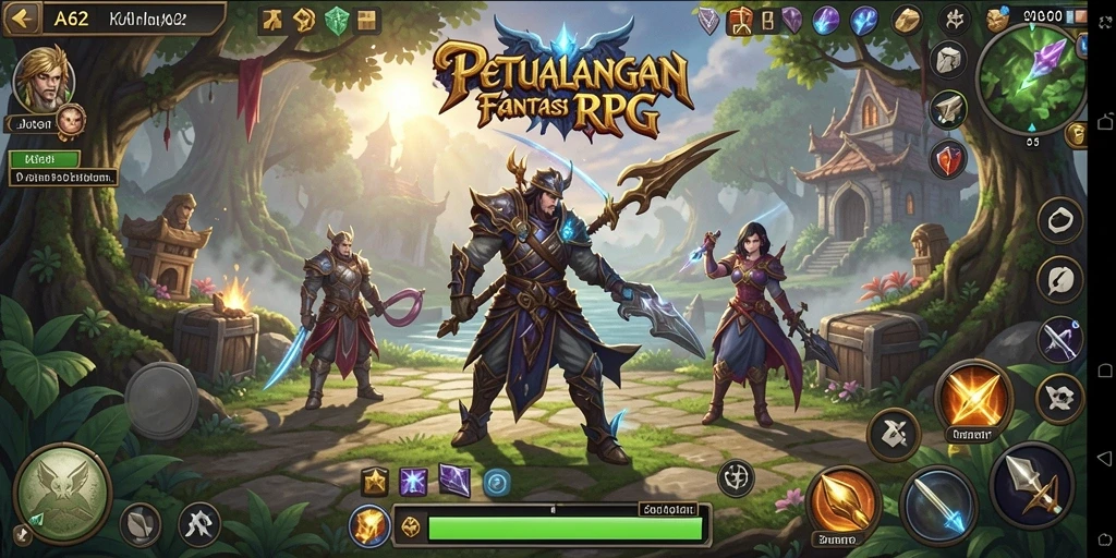 Tangkapan layar gameplay AA62 yang menunjukkan aksi RPG yang seru.