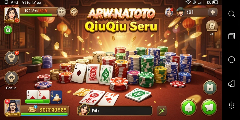 Tampilan utama dari game QiuQiu ARWANATOTO yang menarik.