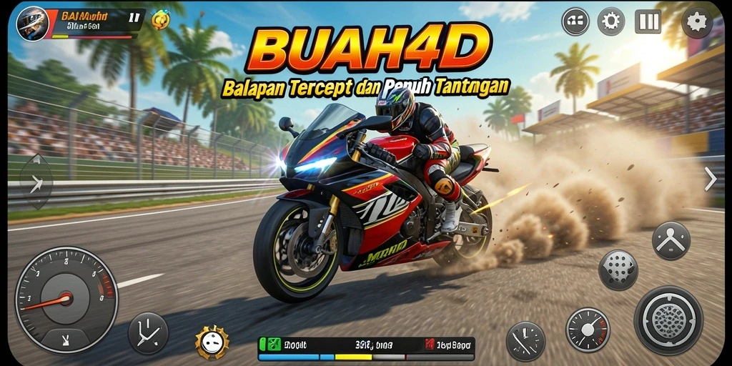 Gameplay seru BUAH4D dengan balapan motor yang mendebarkan.
