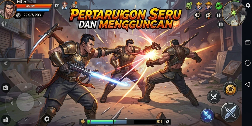 Tangkapan layar H03 menunjukkan aksi pertarungan mendebarkan di arena.