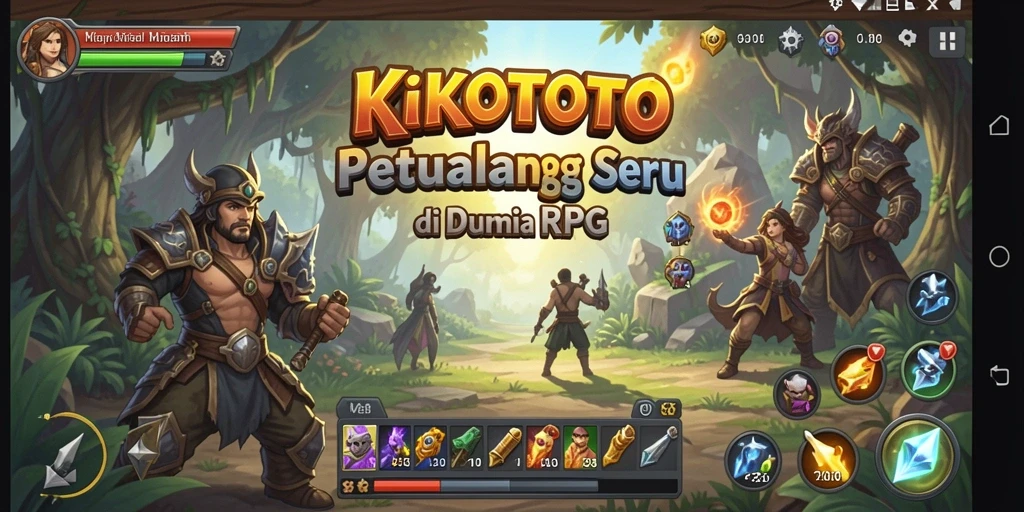 Screenshot menunjukkan aksi seru dalam pertempuran RPG KIKOTOTO.