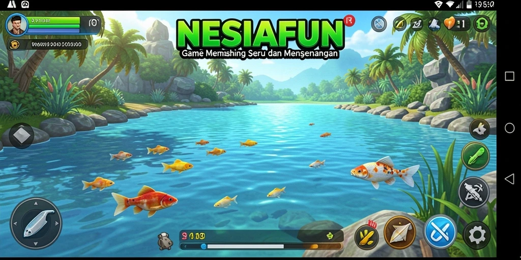 Tangkapan besar dalam gameplay NESIAFUN saat memancing.