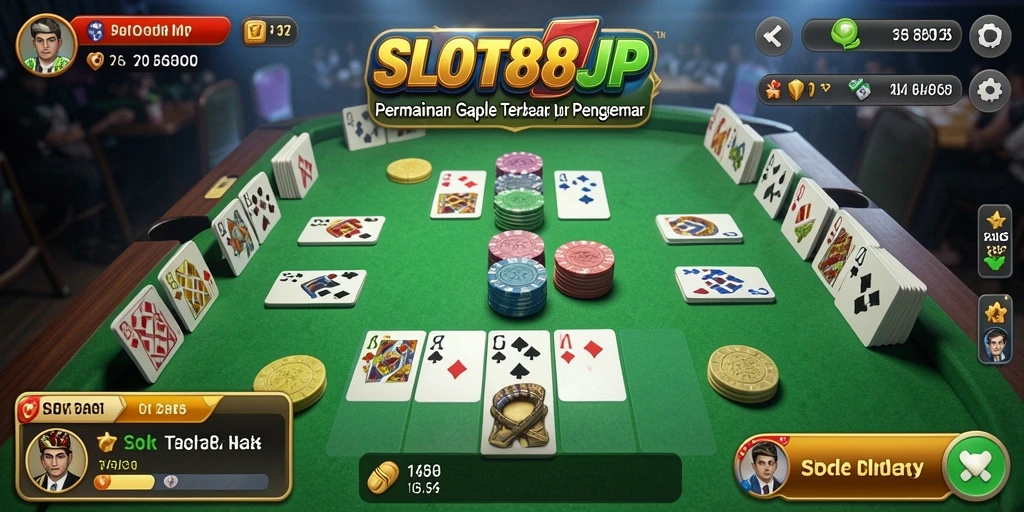 Screenshot utama SLOT88JP menampilkan gameplay Gaple yang seru dan interaktif.
