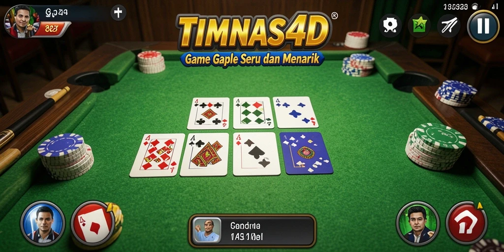 Tampilan gameplay Gaple yang menarik dan interaktif di TIMNAS4D.