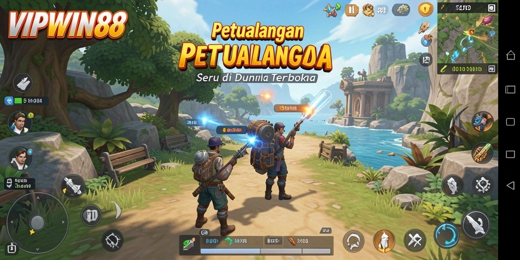 Screenshot gameplay VIPWIN88 menampilkan petualangan seru di dunia terbuka.